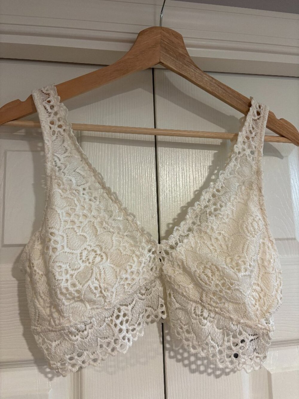 Aerie Lace Bralette Plunge Style Ivory Women's Large